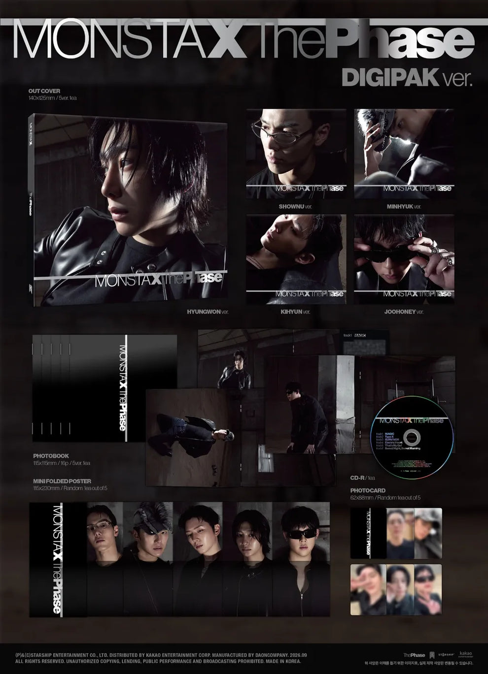 MONSTA X - THE PHASE (DIGIPACK VER.) (5 VERSIONS)