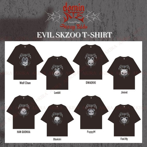 ミュージシャン Stray Kids World Tour T-Shirt STRAY KIDS World Tour dominATE JAPAN POPUP STORE EVIL SKZOO T