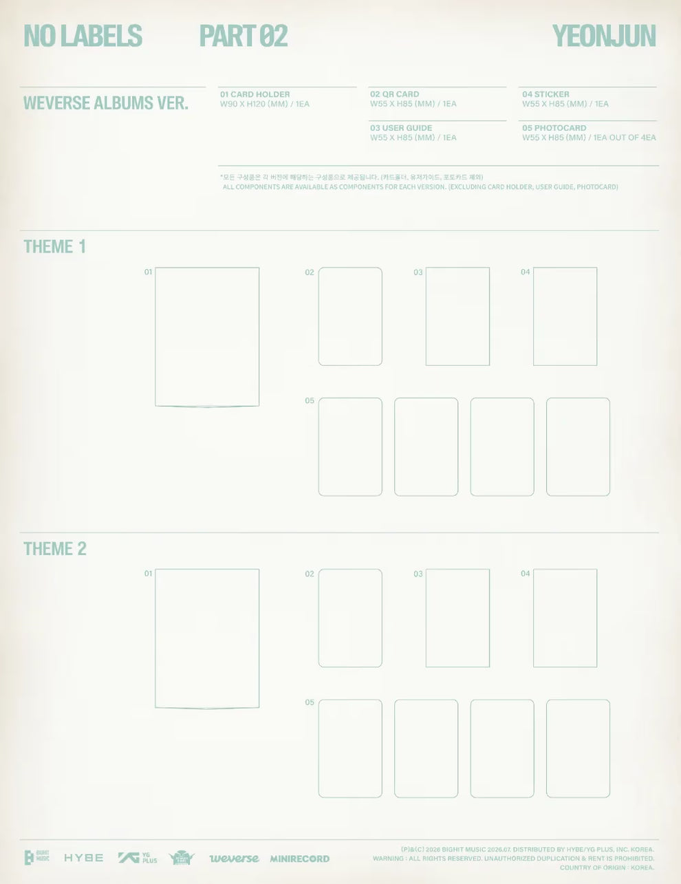 [PRE-ORDER] YEONJUN (TXT) - NO LABELS: PART 02 (WEVERSE ALBUMS VER.) (2 VERSIONS) RANDOM