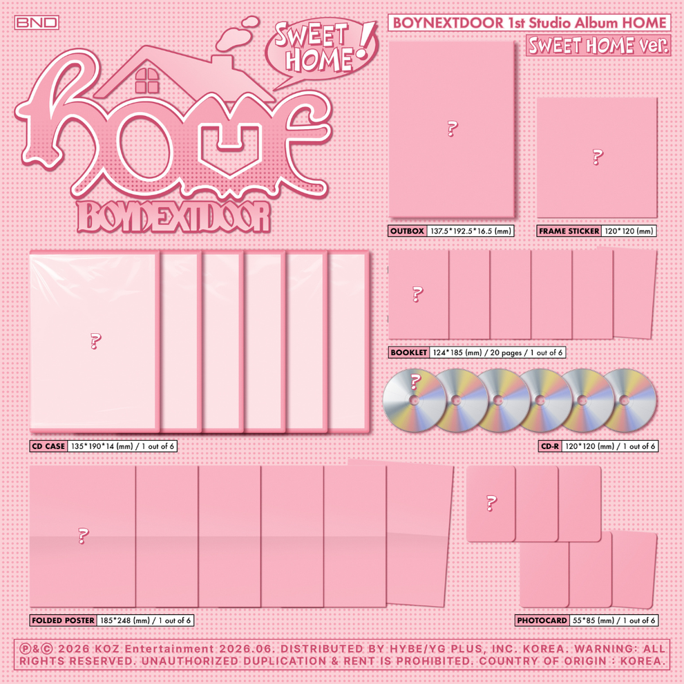 [PRE-ORDER]  BOYNEXTDOOR - 1ST STUDIO ALBUM 'HOME' (SWEET HOME VER.) (6 VERSIONS) RANDOM