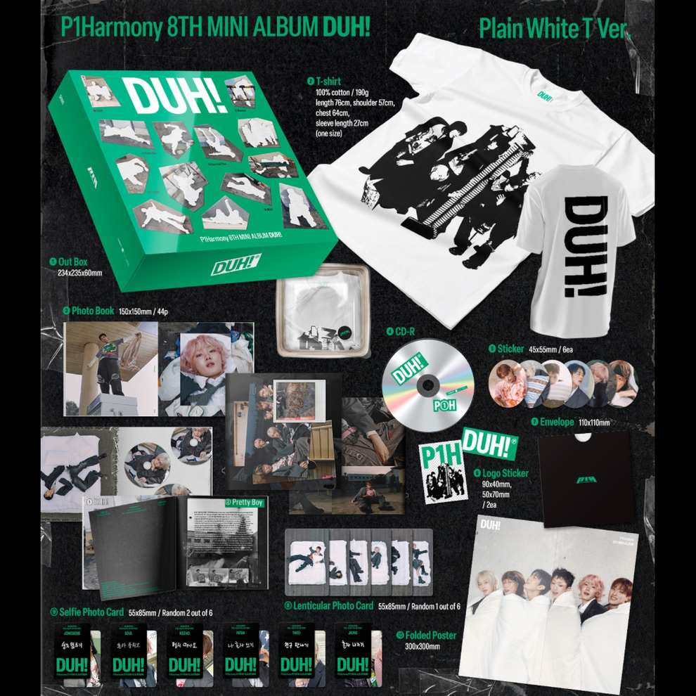 [PRE-ORDER] P1HARMONY - 8TH MINI ALBUM [DUH!] PLAIN WHITE T VER.