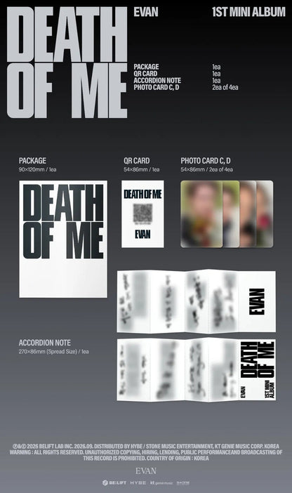 [PRE-ORDER]  EVAN - DEATH OF ME (WEVERSE ALBUM VER.)