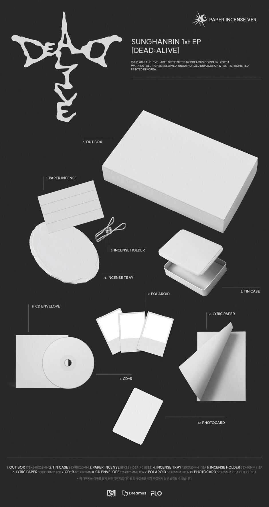 [PRE-ORDER] SUNGHANBIN - 1ST EP ALBUM [DEAD:ALIVE] (PAPER INCENSE VER.)