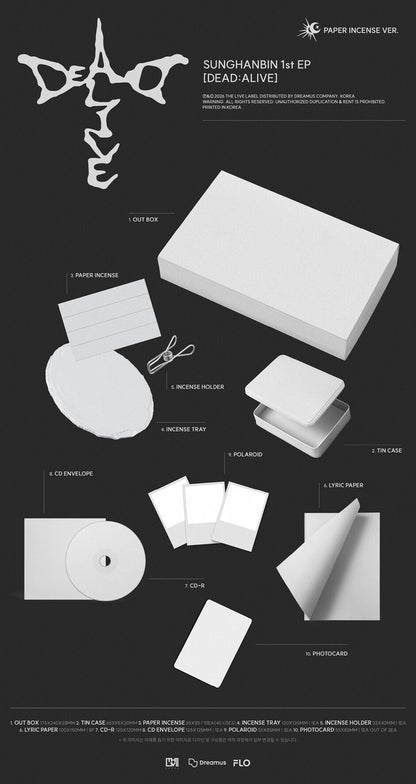 [PRE-ORDER] SUNGHANBIN - 1ST EP ALBUM [DEAD:ALIVE] (PAPER INCENSE VER.)