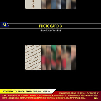 [PRE-ORDER] (WEVERSE POB)ENHYPEN - 7TH MINI ALBUM [THE SIN : VANISH]