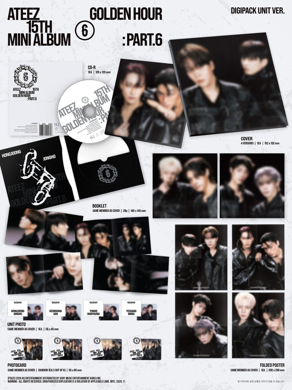 [PRE-ORDER] ATEEZ - GOLDEN HOUR : PART.6 (DIGIPACK UNIT VER.) (4 VERSIONS) RANDOM