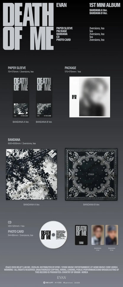 [PRE-ORDER]  EVAN - DEATH OF ME (BANDANA VER.) (2 VERSIONS) RANDOM