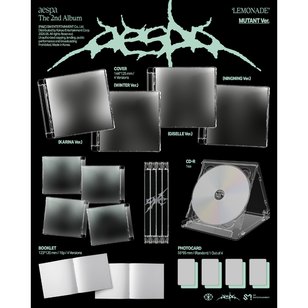 [PRE-ORDER] AESPA - 2ND ALBUM [LEMONADE] (MUTANT VER.) (4 VERSIONS) RANDOM
