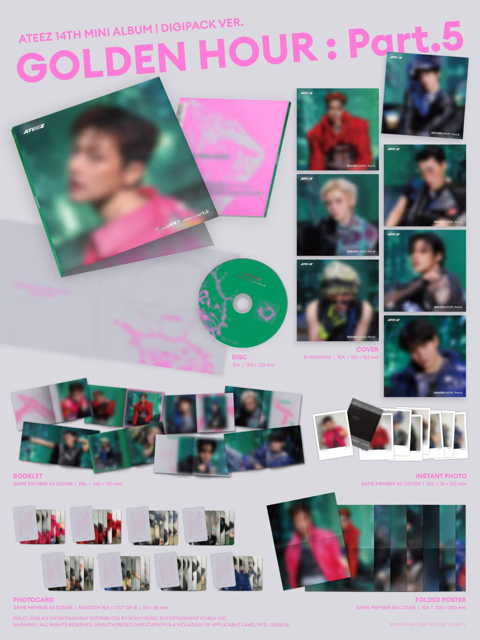 [PRE-ORDER] ATEEZ - GOLDEN HOUR : PART.5 DIGIPACK (8 VERSIONS) SET