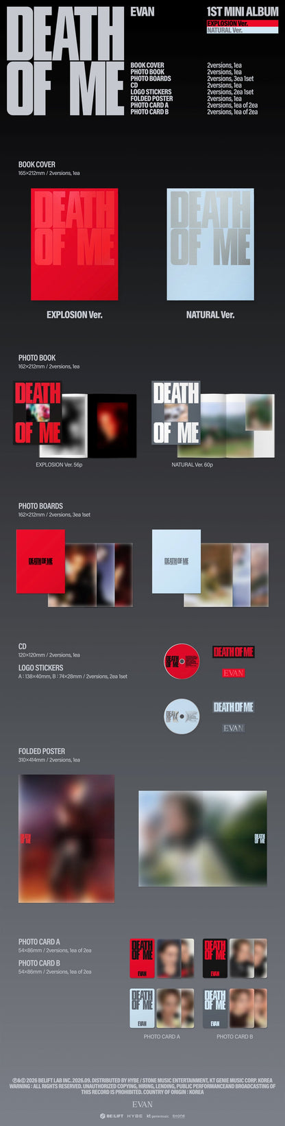 [PRE-ORDER] (SOUNDWAVE POB) EVAN - DEATH OF ME (2 VERSIONS) SET