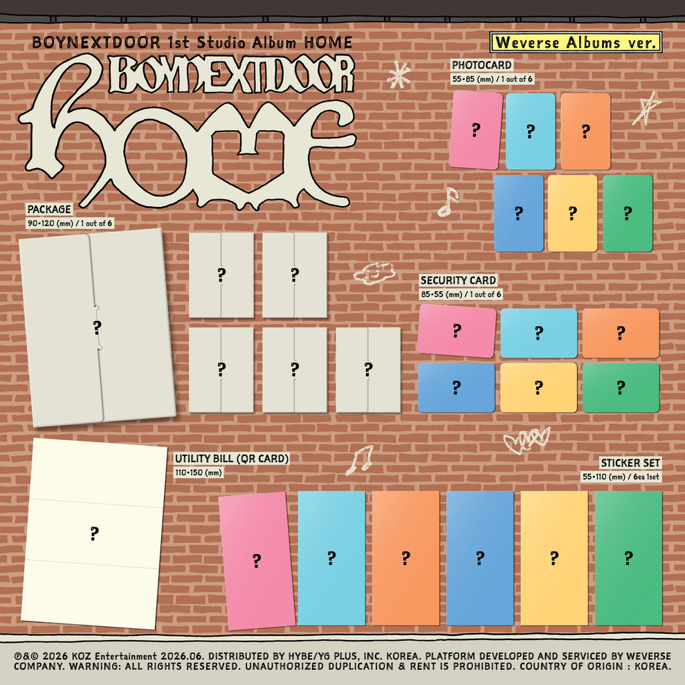 [PRE-ORDER] BOYNEXTDOOR - 1ST STUDIO ALBUM [HOME] (WEVERSE ALBUMS VER.) (6 VERSIONS) RANDOM