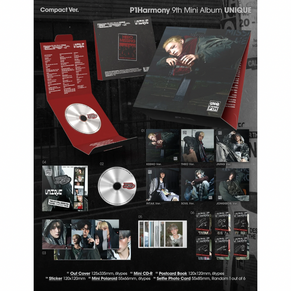 P1HARMONY - 9TH MINI ALBUM [UNIQUE] (COMPACT VER.) (6 VERSIONS) RANDOM
