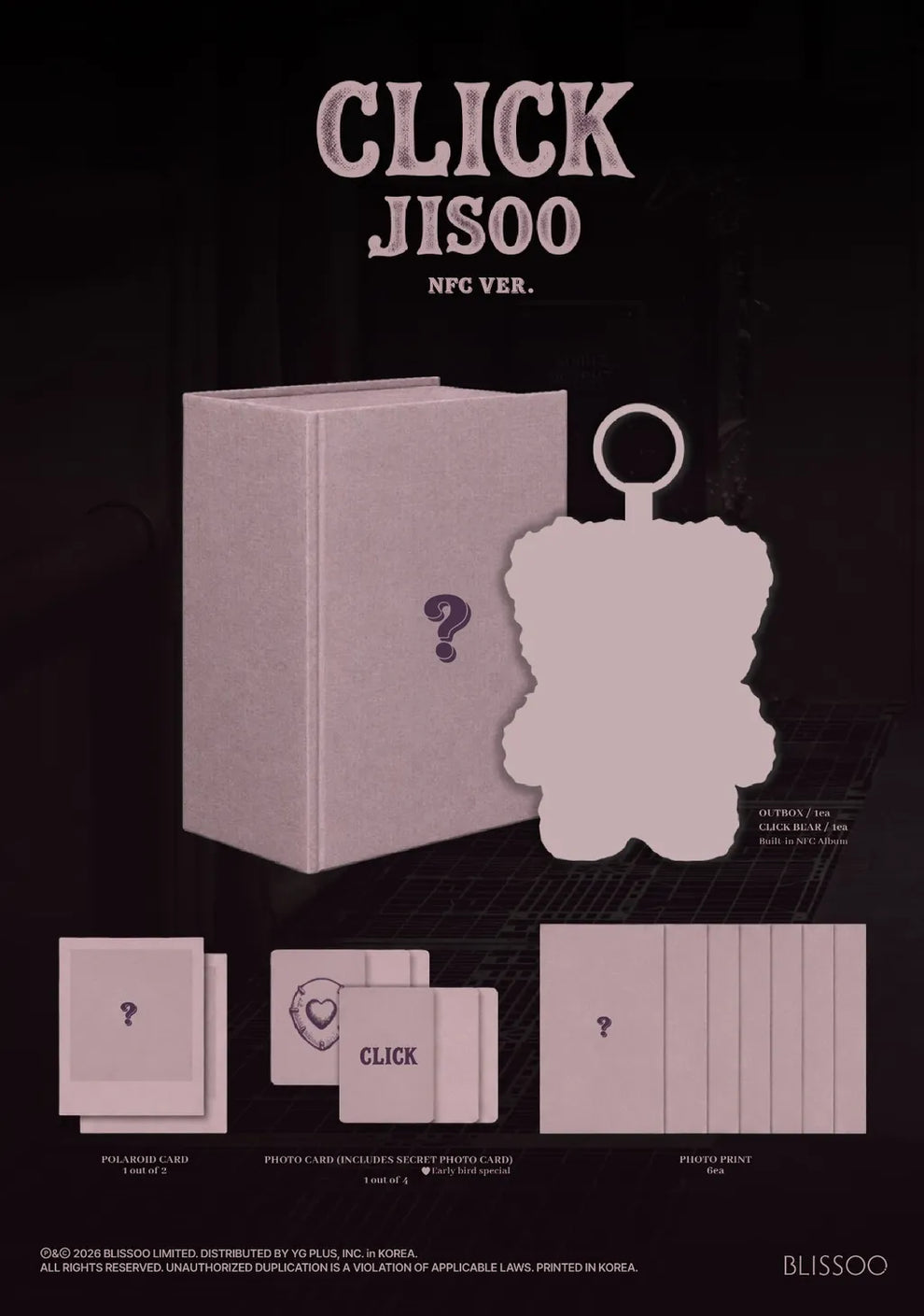 [PRE-ORDER] JISOO - SINGLE ALBUM [CLICK] CLICK BABY BEAR NFC VER.