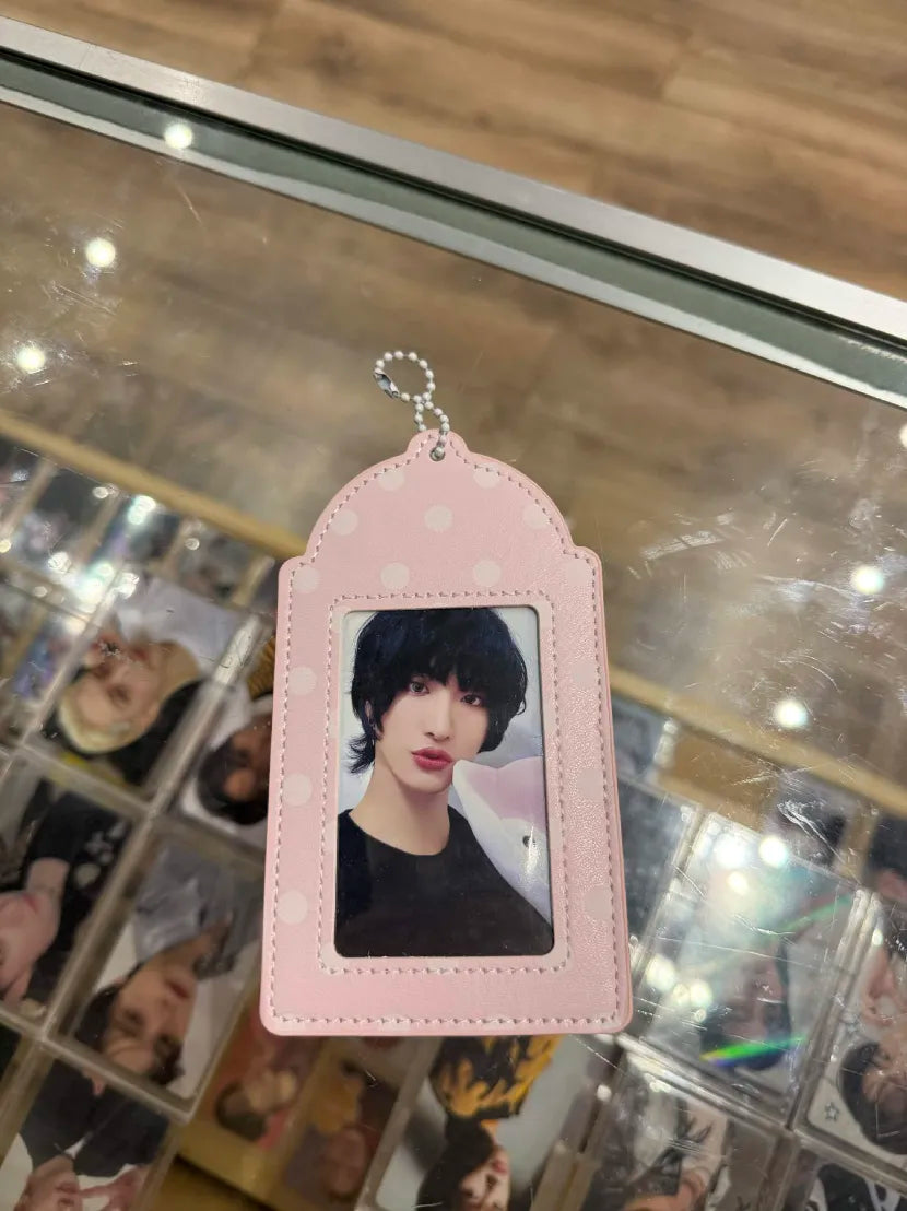 PINK Polka Dot Kpop Photocard Holder (Faux Leather)