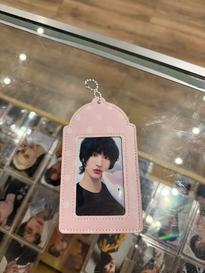 PINK Polka Dot Kpop Photocard Holder (Faux Leather)
