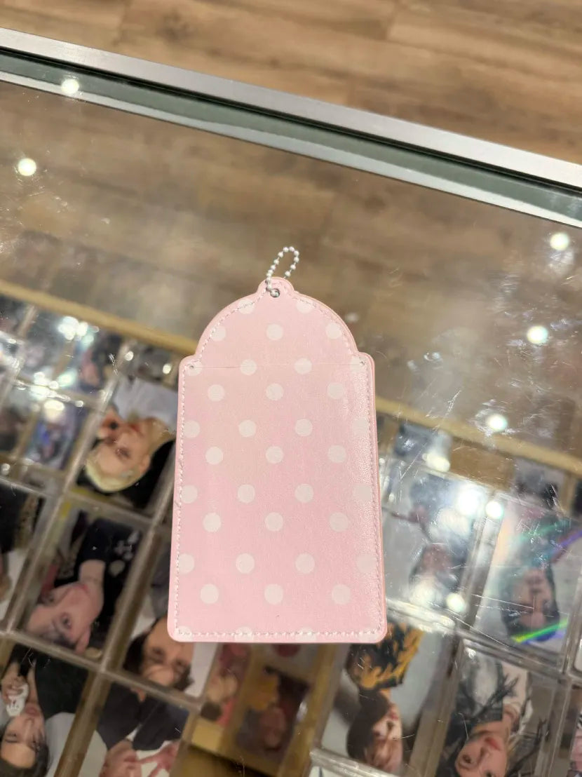 PINK Polka Dot Kpop Photocard Holder (Faux Leather)