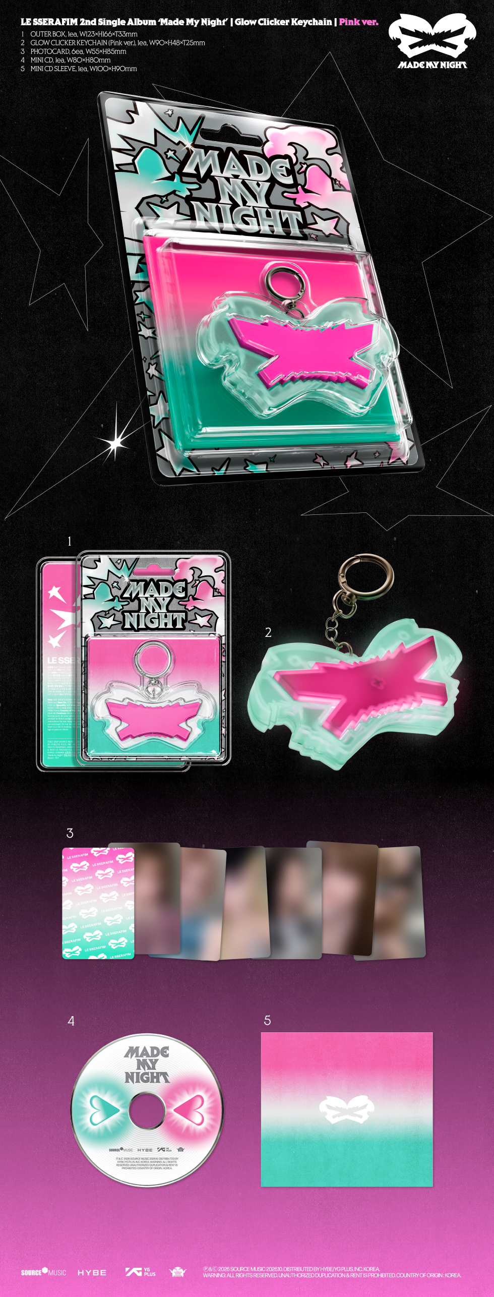 [PRE-ORDER] LE SSERAFIM - 2ND SINGLE ALBUM [MADE MY NIGHT] GLOW CLICKER KEYCHAIN (2 VERSIONS)