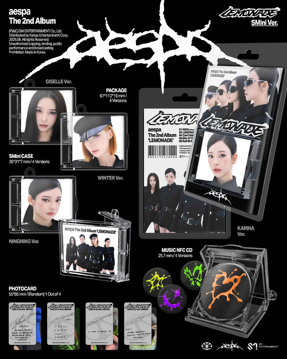 AESPA - 2ND ALBUM [LEMONADE] (SMINI VER.) (4 VERSIONS)