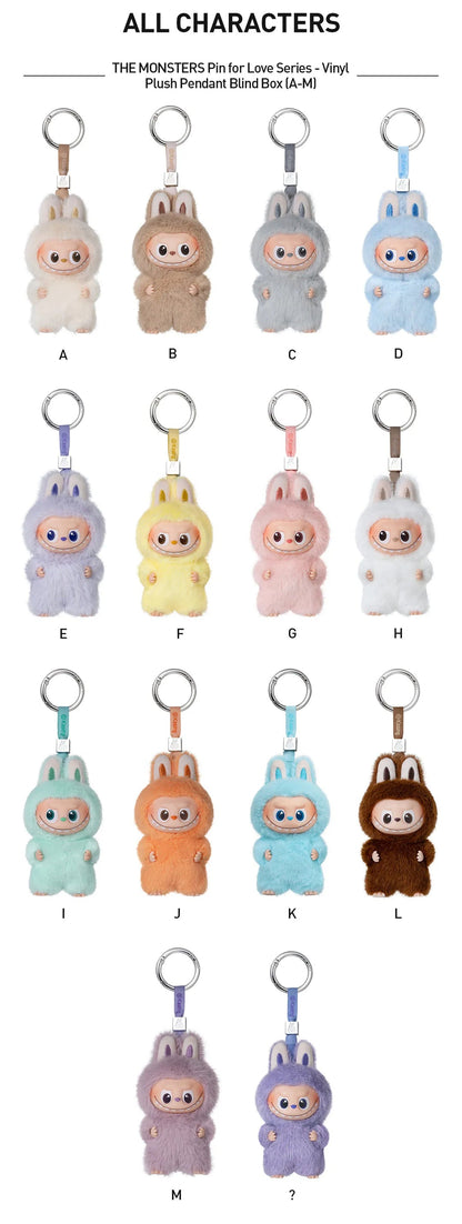 PopMart: The Monsters (Labubu) - Pin for Love Series (A-M) Vinyl Plush Pendant Blind Box