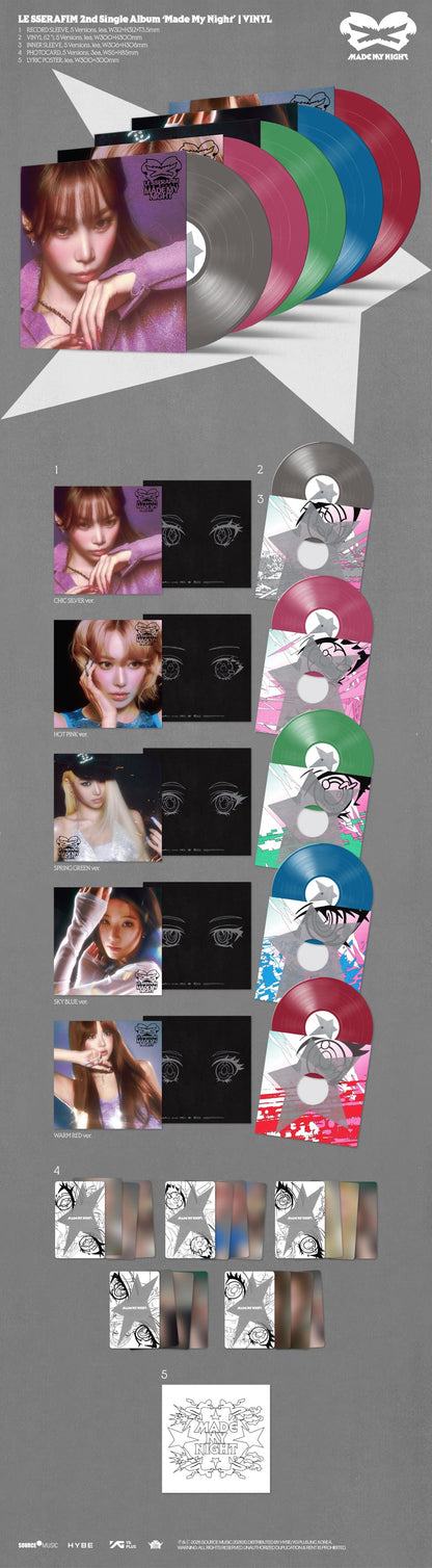 [PRE-ORDER] LE SSERAFIM - 2ND SINGLE ALBUM [MADE MY NIGHT] VINYL (5 VERSIONS)