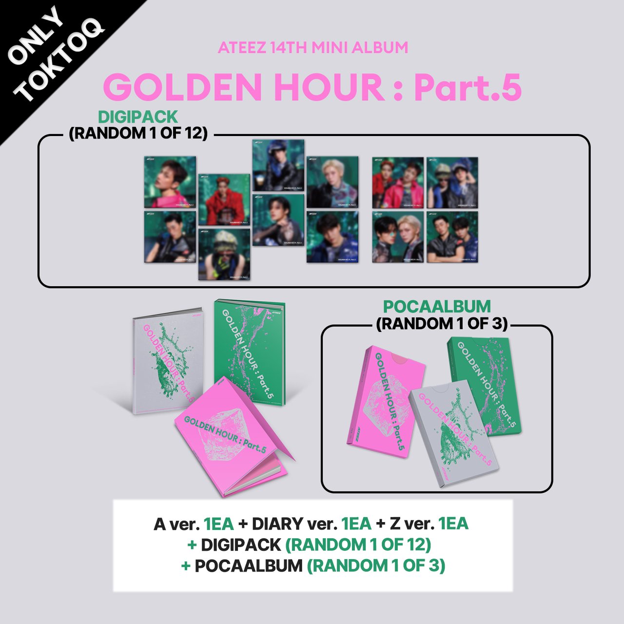 [PRE-ORDER] ( TOKTOQ POB) Ateez [GOLDEN HOUR : Part.5] TOKTOQ SET